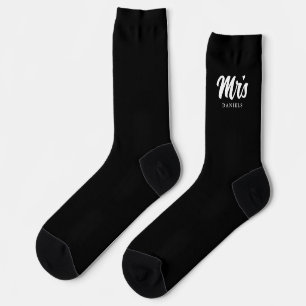 Chaussette Mariage de mariée noir personnalisé