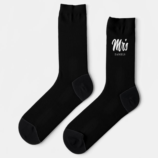 Chaussette Mariage de mariée noir personnalisé  (Gauche)