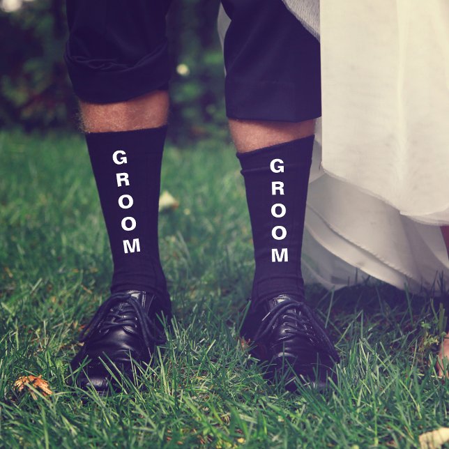 Chaussette Mariage Groom Personnalisé Noir (Créateur téléchargé)