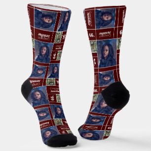 Chaussette Maroon Carré Photo Graduation Classe Année Chausse