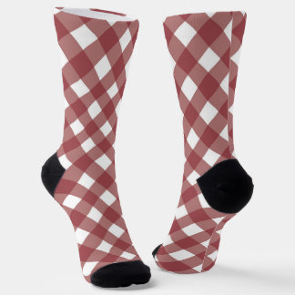 Chaussette Maroon Gingham Pattern Print Maroon Tartan Design