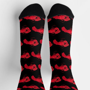 Chaussette Marsden Hartley Homard rouge vintage sur fond noir