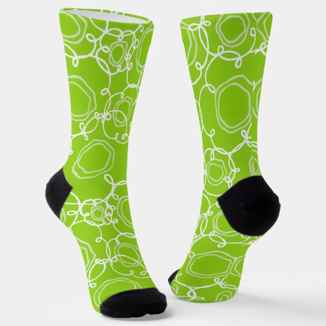 Chaussette Matrice florale abstraite (Citron vert) Beaux-arts (Angulaire)