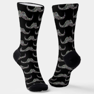 Chaussette Mauvaise parties scintillant argentée Mustache mot
