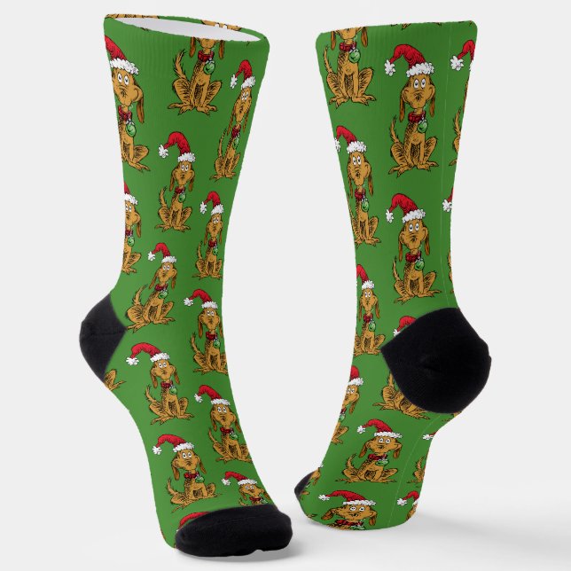 Chaussette Max le chien avec un chapeau de Père Noël (Angulaire)