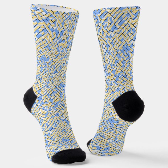Chaussette Maze bleu et jaune (Angulaire)