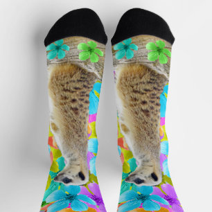 Chaussette Meerkat Dans Les Fleurs, Chaussettes D'Équipage