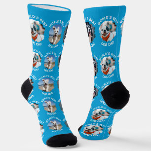 Chaussette Meilleur Chien Papa - Custom 3 Photos de Chien Blu