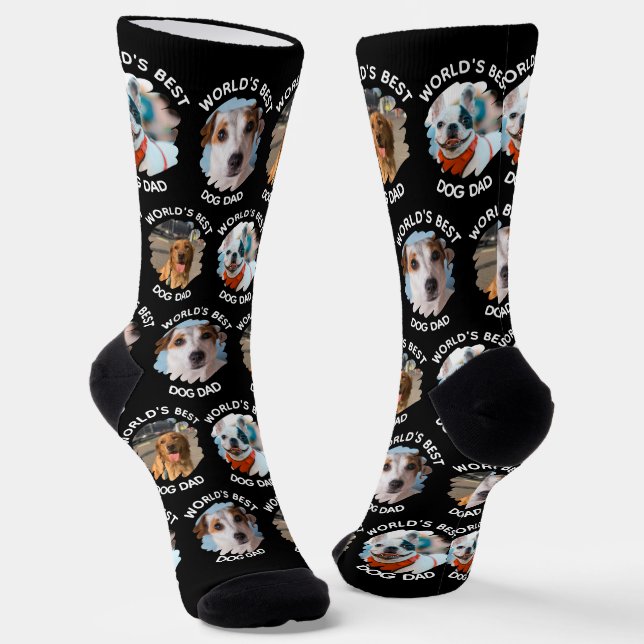Chaussette Meilleur Chien Papa du monde - Custom 3 Photos Chi (Angulaire)