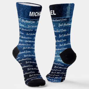 Chaussette Meilleur Mari jamais   Chaussettes Abstraites Blue