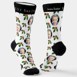 Chaussette Meilleur Papa du Monde Photo Enfants Holly Berry N
