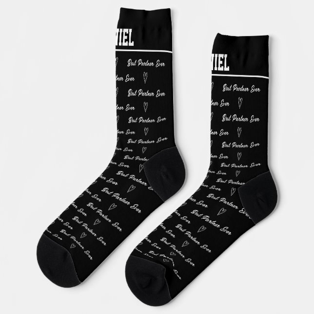 Chaussette Meilleur Partenaire Ever | Monogramme Amusant (Gauche)