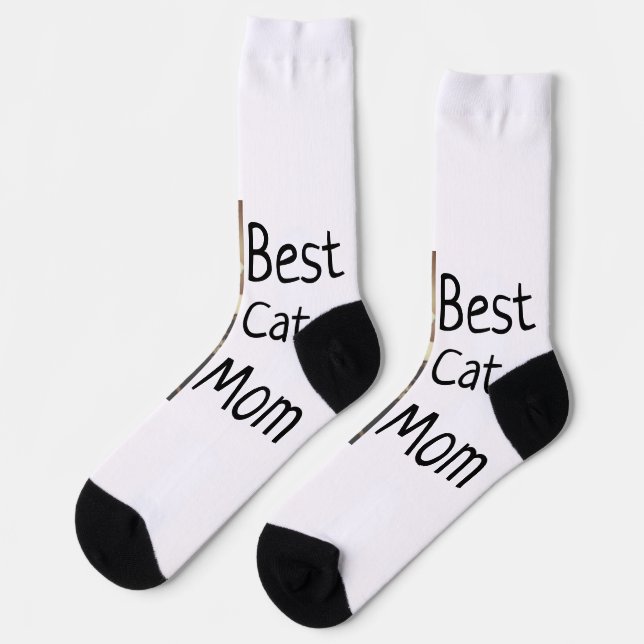 Chaussette Meilleure maman chat papa ajouter chat photo nom c (Gauche)