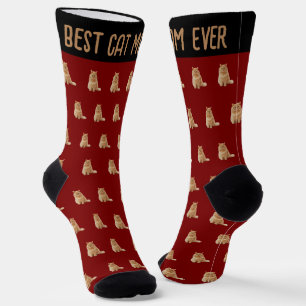 Chaussette Meilleure Maman de Chat Photo Bordeaux Motif pour