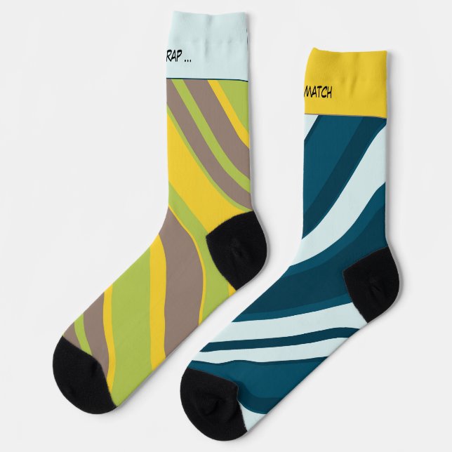 Chaussette Mélange de rayures asymétriques 3 et 5, Fou (Gauche)