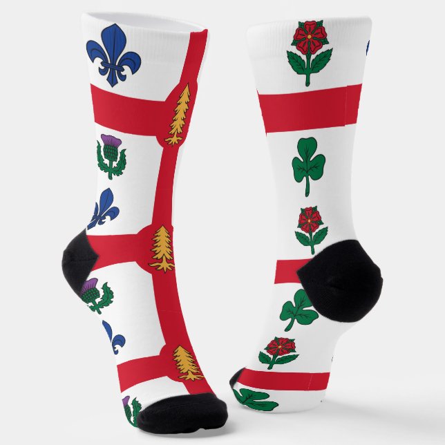 Chaussette Men crew socks with flag of Montreal, Canada (Angulaire)