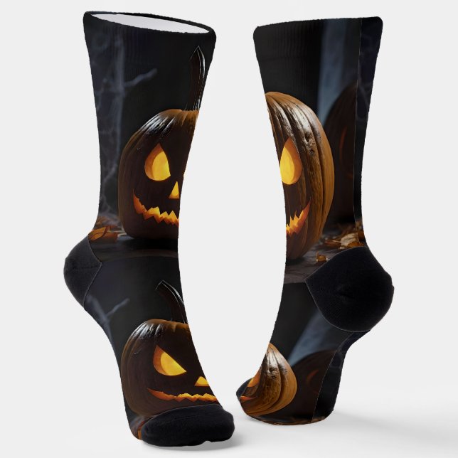 Chaussette Menacer Citrouille Halloween, (Angulaire)