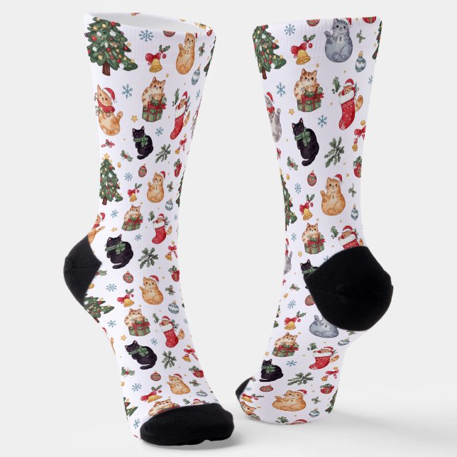 Chaussette Meowy Christmas Cat Lover Crew Socks (Angulaire)