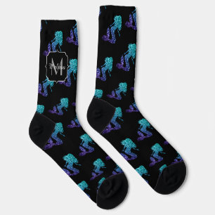 Chaussette Mermaid aqua bleu ombre motif Monogramme