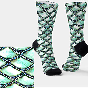 Chaussette Mermaid Aqua Scales Diamant d'argent perlé