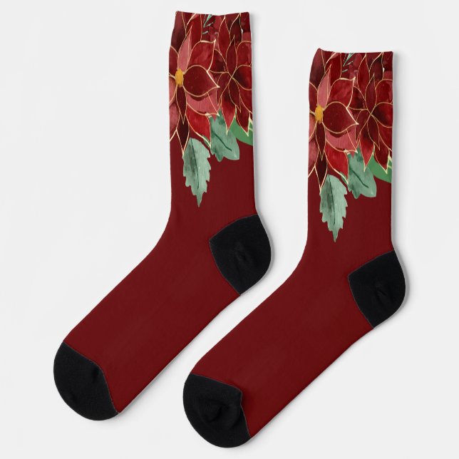 Chaussette Merry Christmas Poinsettia (Gauche)