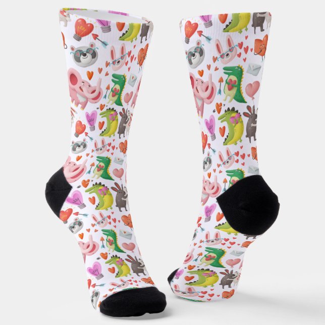 Chaussette Mignon jour de la Saint-Valentin cœur d'animal drô (Angulaire)