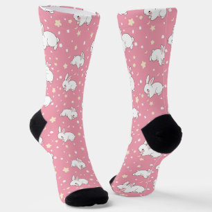 Chaussette Mignon Lapin Kawaii Rose Doodle