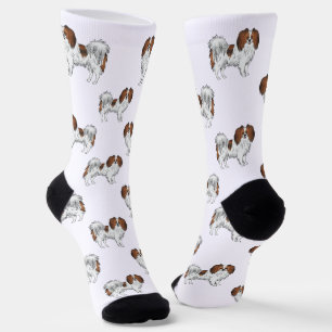 Chaussette Mignon motif de chien Phalène sable rouge pour ama