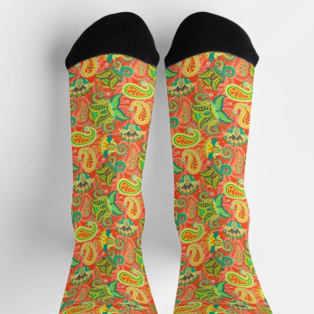 Chaussette Mignon motif paisley sans couture coloré (Haut)