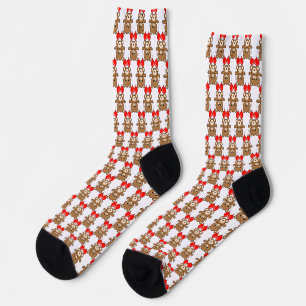Chaussette Mignon ours en peluche avec ballons rouges adorabl