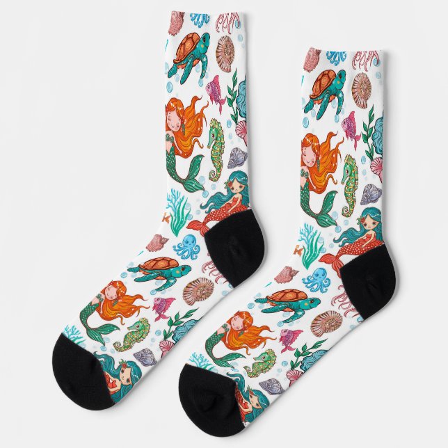Chaussette Mignonne sirène de caricature (Gauche)