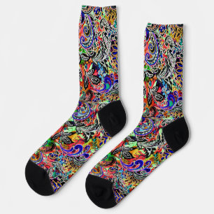 Chaussette Mignons motifs de fleurs colorés mélangés