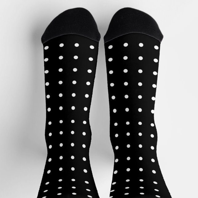 Chaussette Mini Pois blancs sur noir (Haut)
