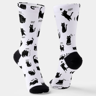 Chaussette Minimalist Funny Black Cats Pattern 