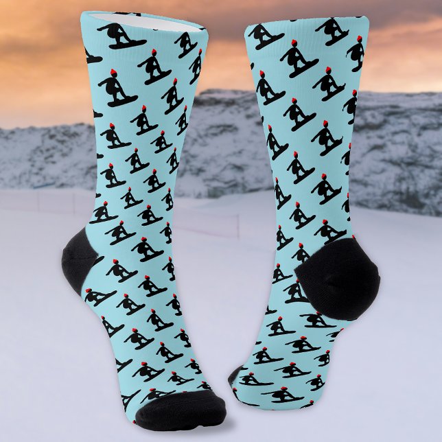 Chaussette Minuscule motif snowboardeur sur le bleu glace ou  (Créateur téléchargé)