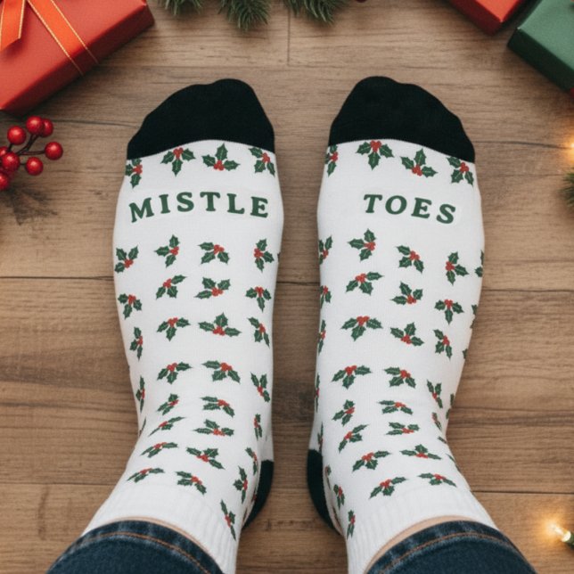 Chaussette Mistle Toes Drôle de Noël Gui (Mistle Toes Funny Christmas Mistletoe Socks
)