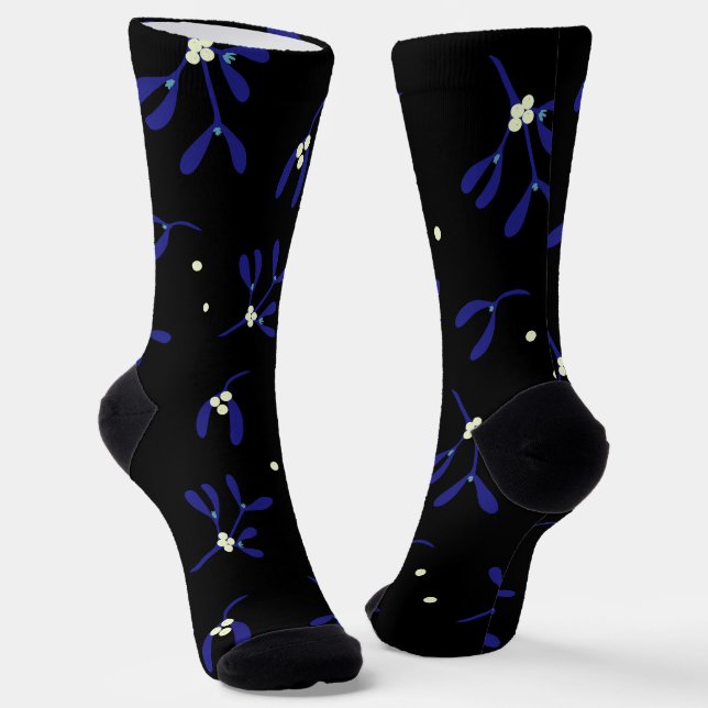 Chaussette Mistletoe de Noël bleu avec Motif Berries (Angulaire)