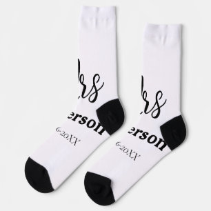 Chaussette Mme mariée mariée mariée nom date année est. Simpl