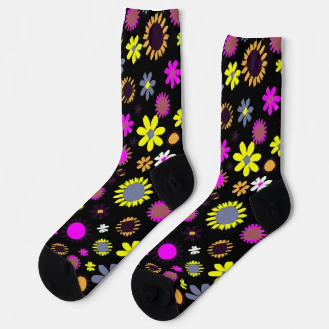 Chaussette Mod floral noir (Gauche)