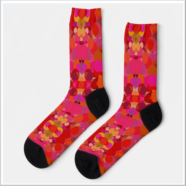 Chaussette Mode unique rétro rouge et rose (Créateur téléchargé)
