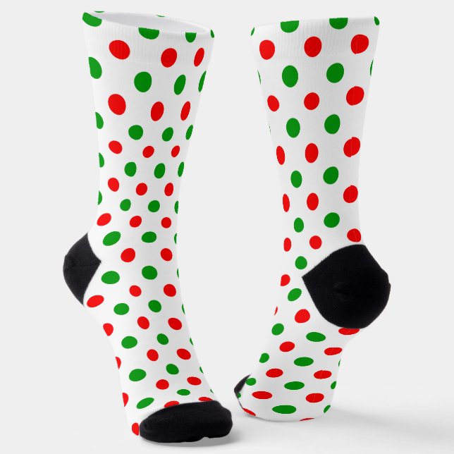 Chaussette Modèle à pois blancs rouges et verts  (Angulaire)