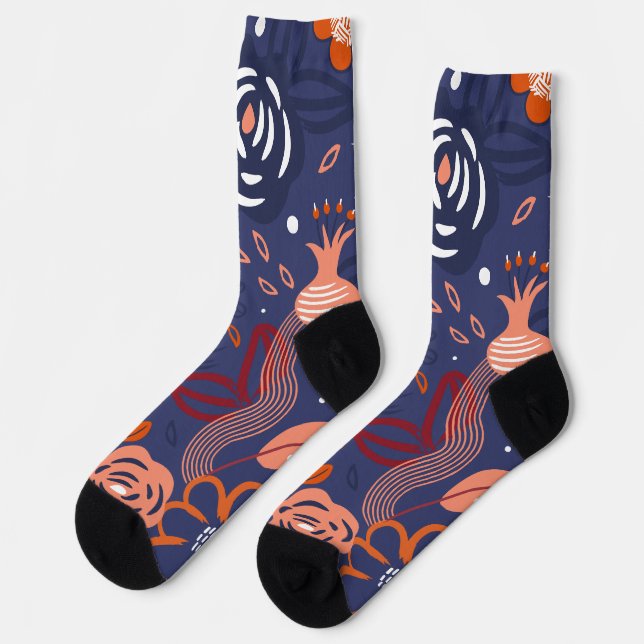 Chaussette Modèle Abstrait de floraison pourpre printanière (Gauche)