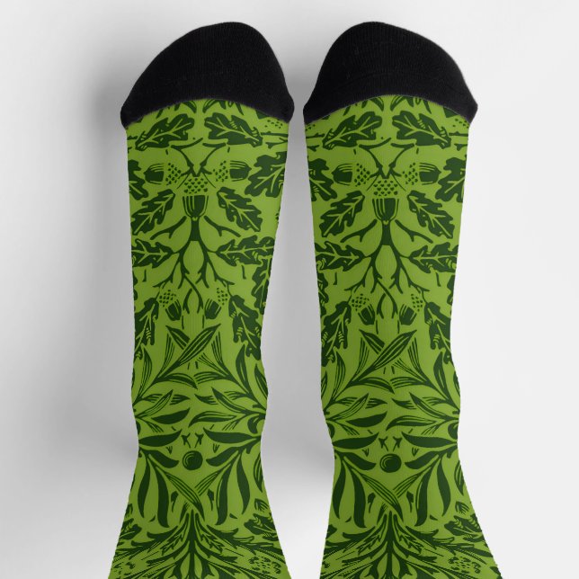 Chaussette Modèle de feuille de chêne vert sans couture de Wi (Haut)