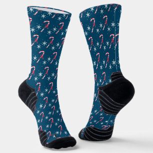 Chaussette Modèle de Noël avec des cannes à bonbons et des fl