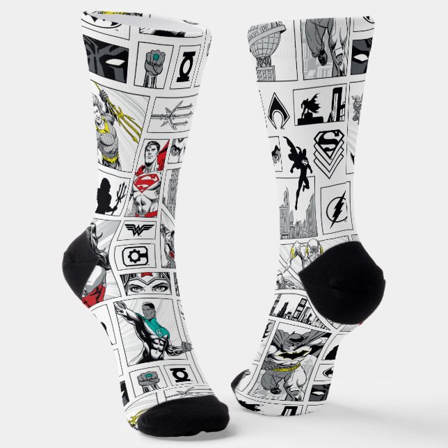 Chaussette Modèle de panneau héroïque de la Ligue de justice (Angulaire)