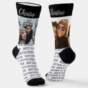 Chaussette Modèle de photo personnalisé Meilleure Sœur Ever
