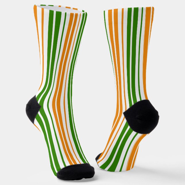 Chaussette Modèle de rayures verticales orange vert blanc (Angulaire)