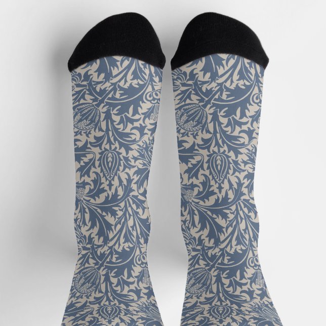 Chaussette Modèle de sauge bleue chardon de William Morris (Haut)