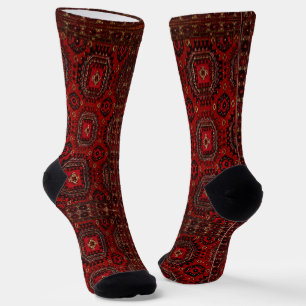 Chaussette Modèle de tapis Oriental antique - rouge grunge