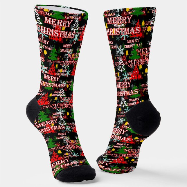Chaussette Modèle de texte décoratif Joyeux Noël  (Créateur téléchargé)